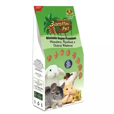 Biscoito Biscottini Pet Para Roedores Aves Da Mata 80g