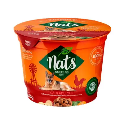 Ração Nats Úmida Para Cães Adultos Cubos de Carne ao Molho 245g