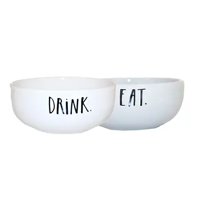 Kit Cerâmica Pet Injet Drink e Eat Branco 390ml