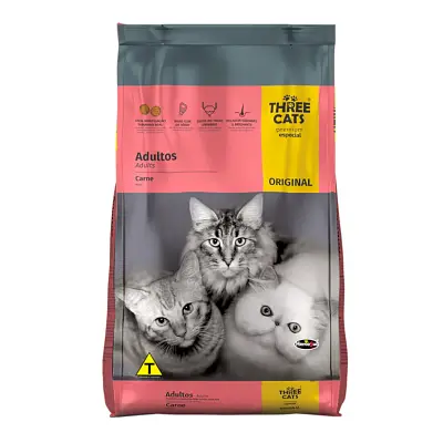 Ração Gatos Three Cats Original Adultos Carne 1kg