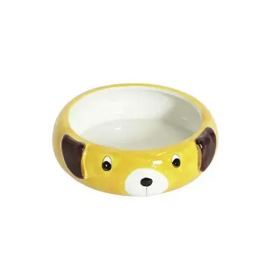 Comedouro Cães The Pets Porcelana Amarelo/Branco