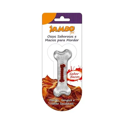 Brinquedo Cães Jambo Osso Silicone Boninho Grande Bacon