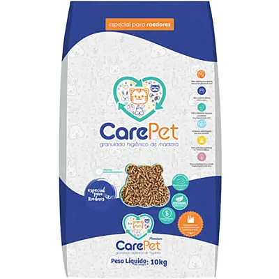 Granulado de Madeira Roedores Carepet Premium Original 10kg