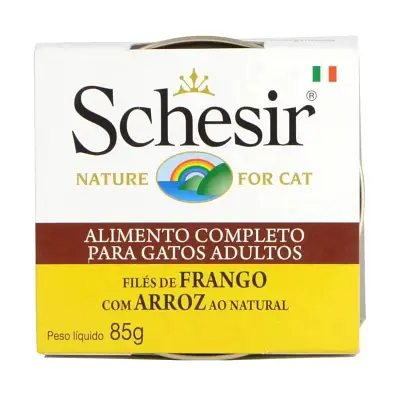 Ração Úmida Schesir Patê Gatos Frango com Arroz Natural 85g
