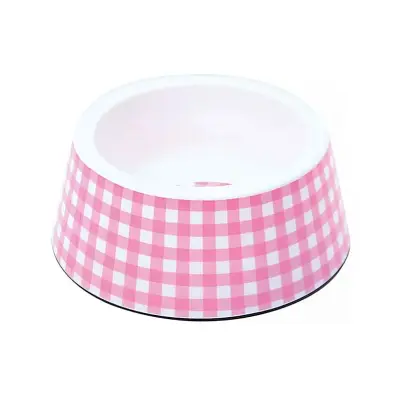 Comedouro Cães Jambo Plástico Vichy Rosa 3