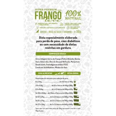 Alimento Natural Papapets Frango Leve Cães Adultos 280g