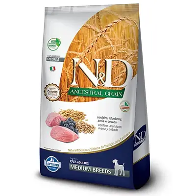 Ração N&D Ancestral Cães Adultos Medio Cordeiro 2,5kg
