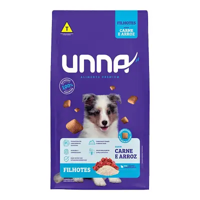 Ração Cães Unna Filhotes Carne e Arroz 15kg