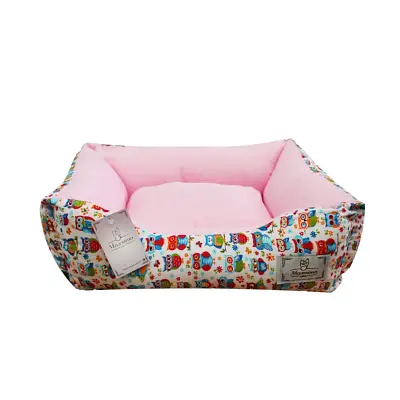 Cama De Tecido Retangular Maxximo Pet Coruja Rosa G