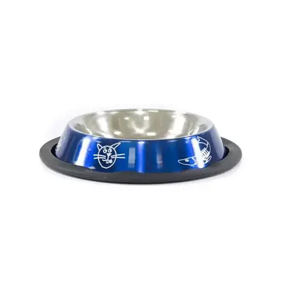 Comedouro Gatos The Pets Inox Laqueado Azul 150ml