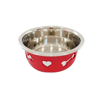 Comedouro Cães The Pets Inox Decorado 3D Vermelho 1350ml