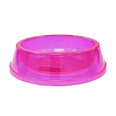 Comedouro Cães Pet Toys Filhote Antiformiga Rosa Transparente Glitter 300ml