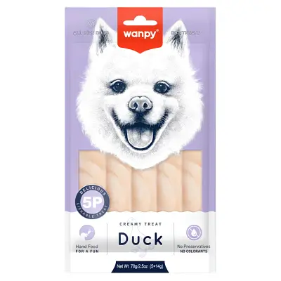 Petisco para Cães Wanpy Creamy sabor Pato com 5 tubos de 14g