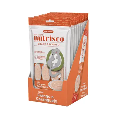 Snack Cremoso para Gatos Nutrisco Frango e Caranguejo Caixa com 48 Sachês