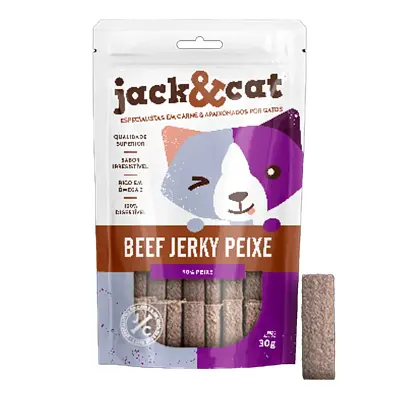 Petisco para Gatos Beef Jerky Peixe Jack&Cat 30g
