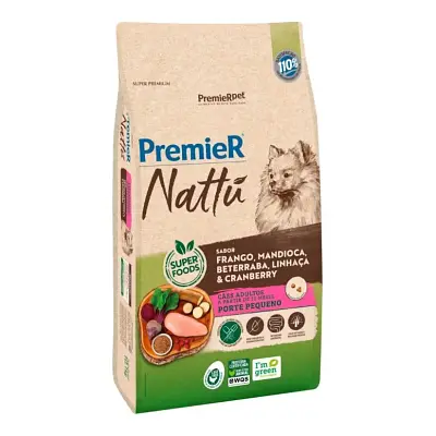 Ração Premier Nattu Cães Adultos Pequeno Porte Frango e Mandioca 1kg