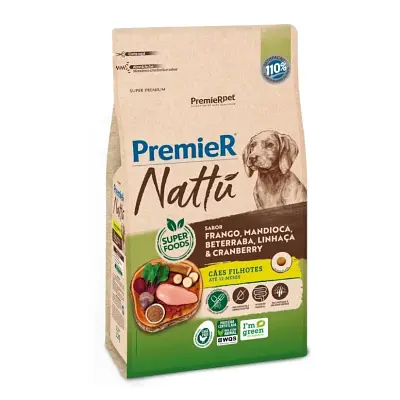 Ração Premier Nattu Cães Filhotes Frango e Mandioca 2,5kg