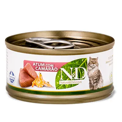 Ração Úmida N&D Gatos Atum Com Camarão 70G