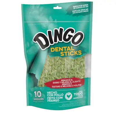 Osso Dingo Cães Premium Dental Bone Sticks 10 Unidades