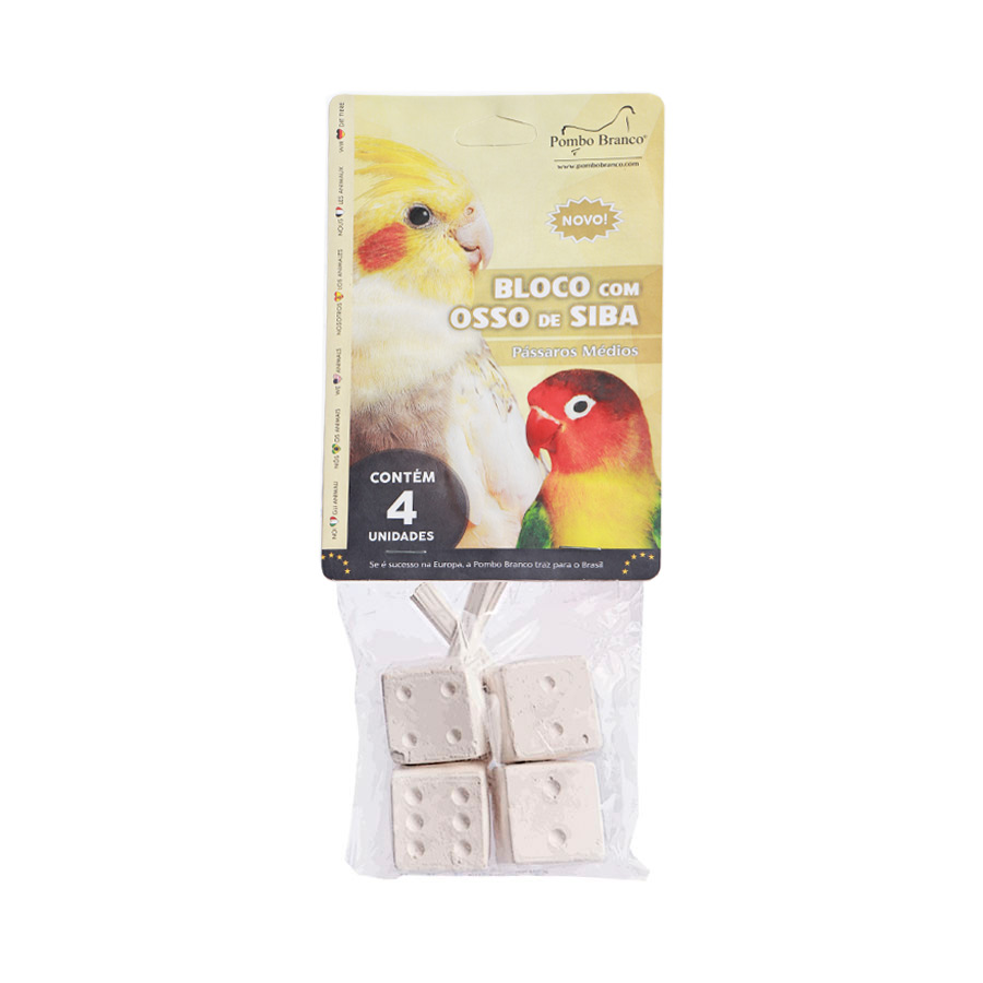 Bloco Mineral Pombo Branco Osso de Siba para Pássaros