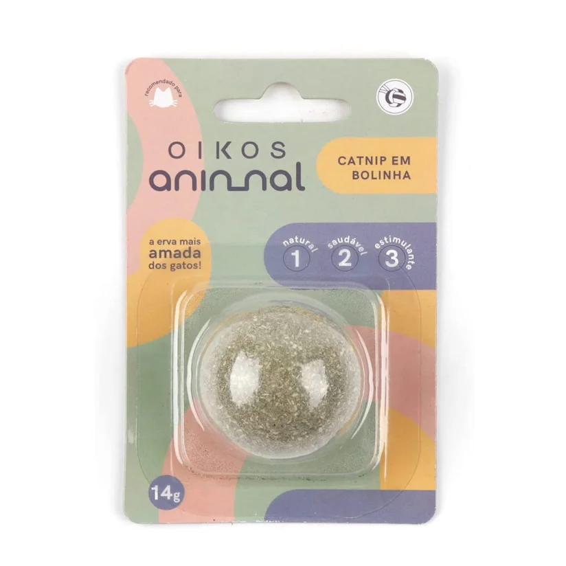 Brinquedo Gatos Bolinha Catnip Maciça 14gr Oikos
