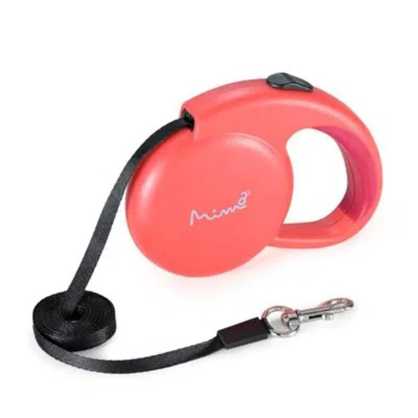 Guia Retrátil Cães Mimo Runner Emborrachada Até 8kg Vermelho
