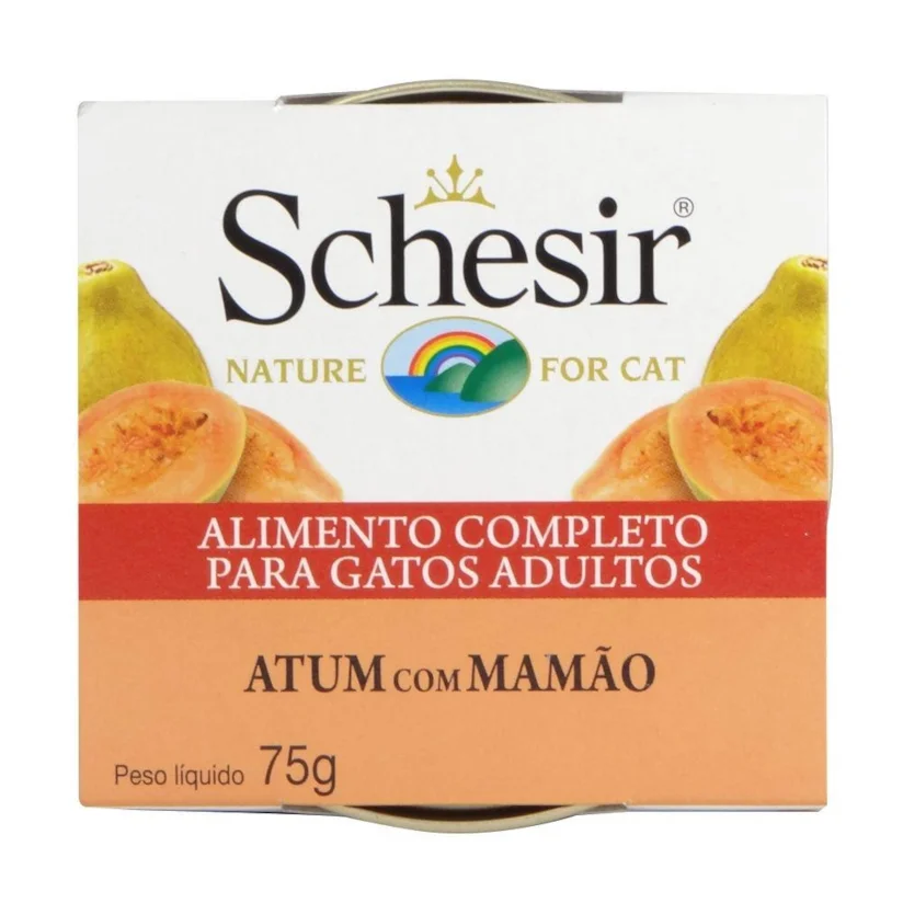 Ração Úmida Schesir Patê Gatos Atum com Mamão 75g