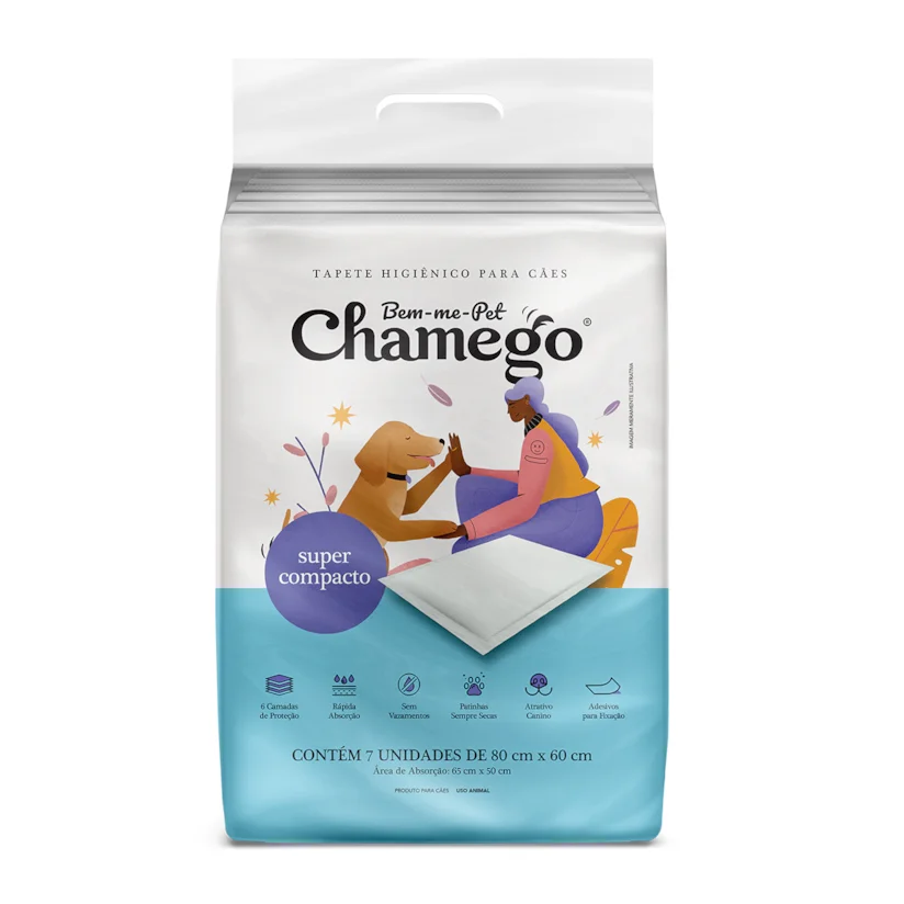 Tapete Higiênico Compacto Chamego 80X60cm 7 Unidades