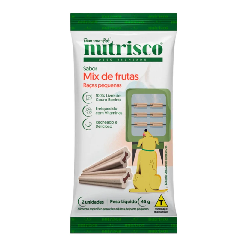 Osso Cães Recheado Nutrisco Mix de Frutas Raças Pequenas 45g