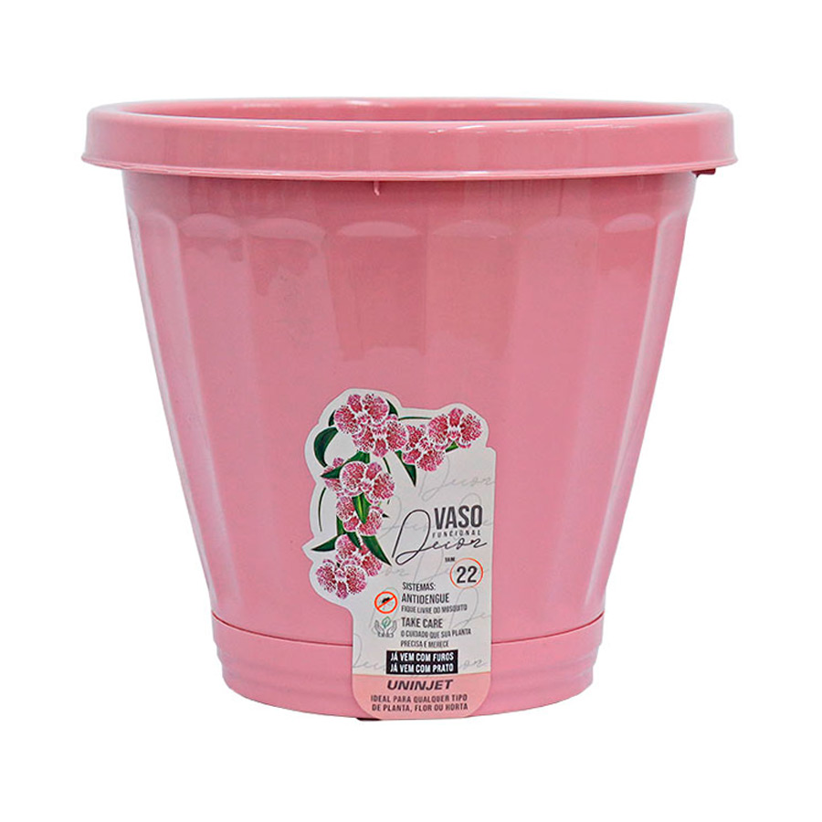 Vaso Uninjet com Prato Rosa