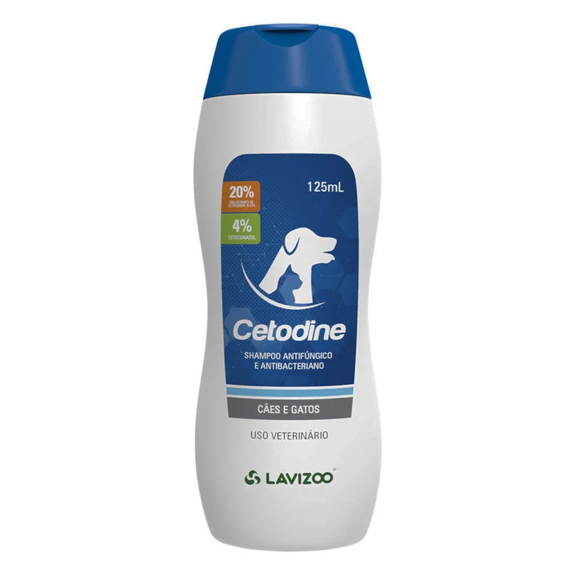 Shampoo Para Cães e Gatos Antibactericida Cetodine Lavizoo 125ml