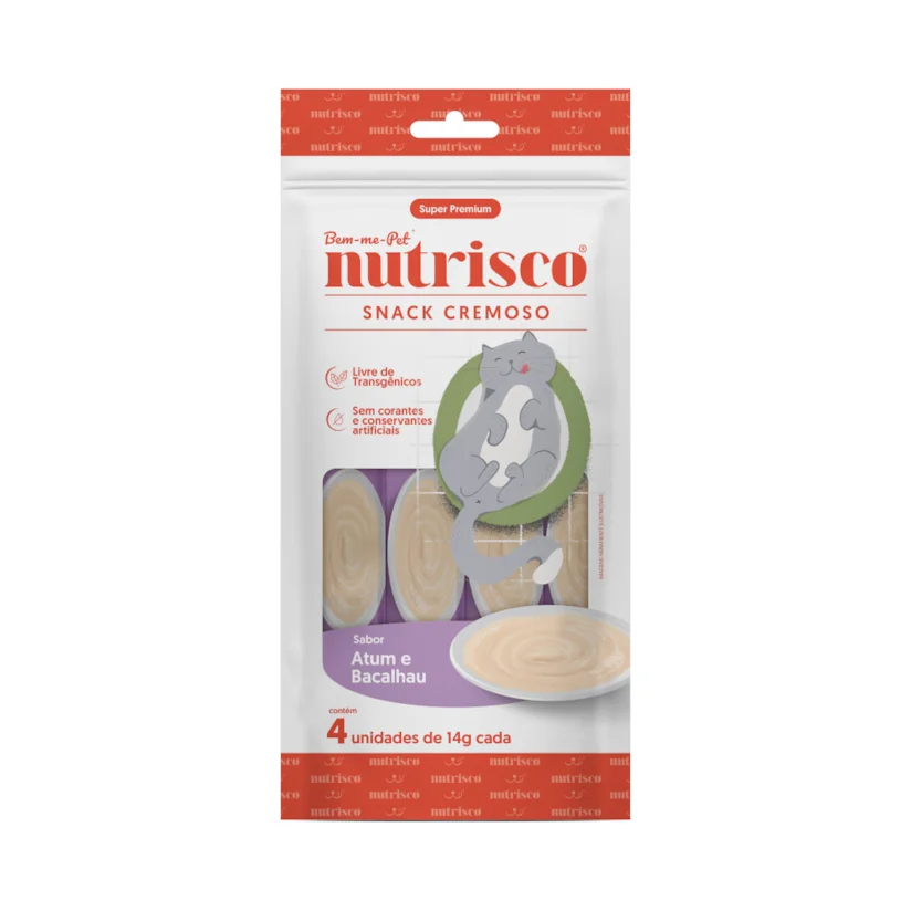 Petisco Para Gatos Snack Cremoso Nutrisco Atum E Bacalhau 56Gr