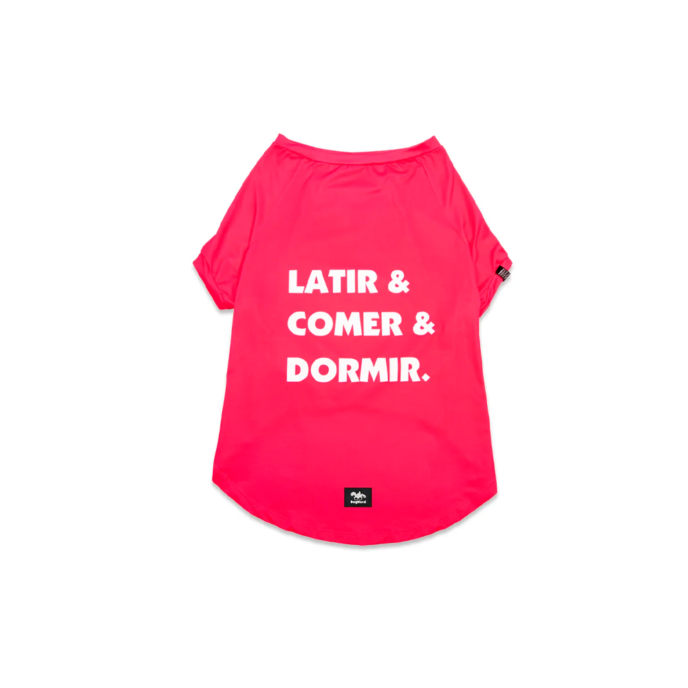 Roupa Dognerd Latir, Comer e Dormir com UV50 Rosa para Cães