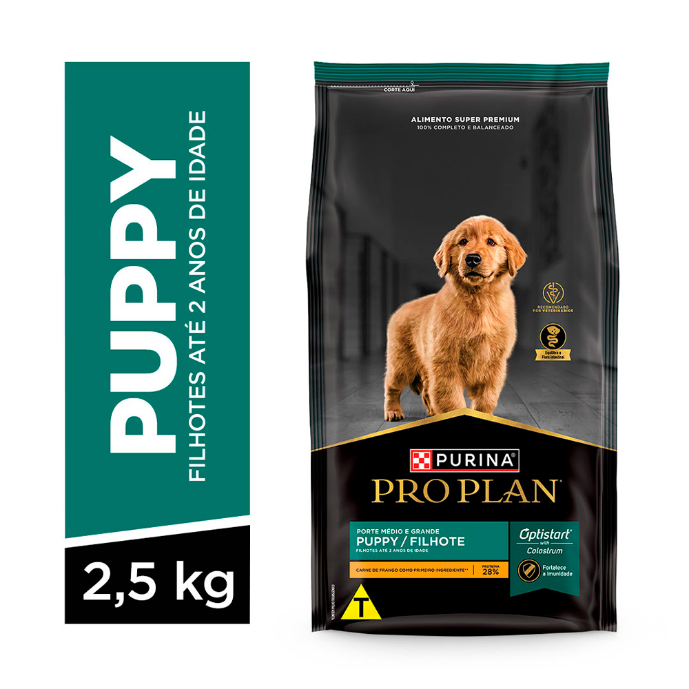 Racão Nestlé Purina Pro Plan para Cães Filhotes Porte Médio Sabor Frango