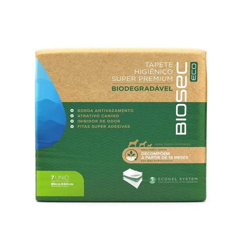 Tapete Higiênico Para Cães Biosec Eco 80x60cm 7 Unidades