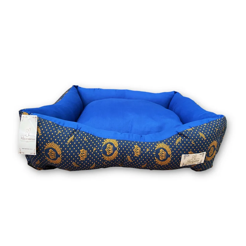 Cama De Tecido Retangular Maxximo Pet Azul Brasao Coroa G