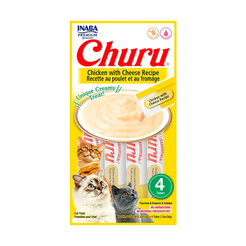 Purê Churu Petisco Cremoso para Gatos Galinha com Queijo 56g