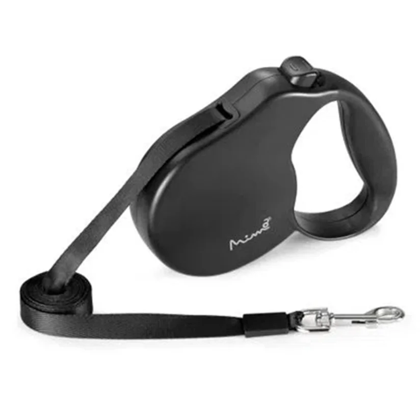 Guia Retrátil Cães Mimo Safe Walk Emborrachada Até 32kg Preto