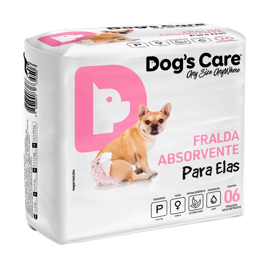 Fralda Higiênica Dogs Care Ecofralda para Cães Fêmeas 6 Unidades
