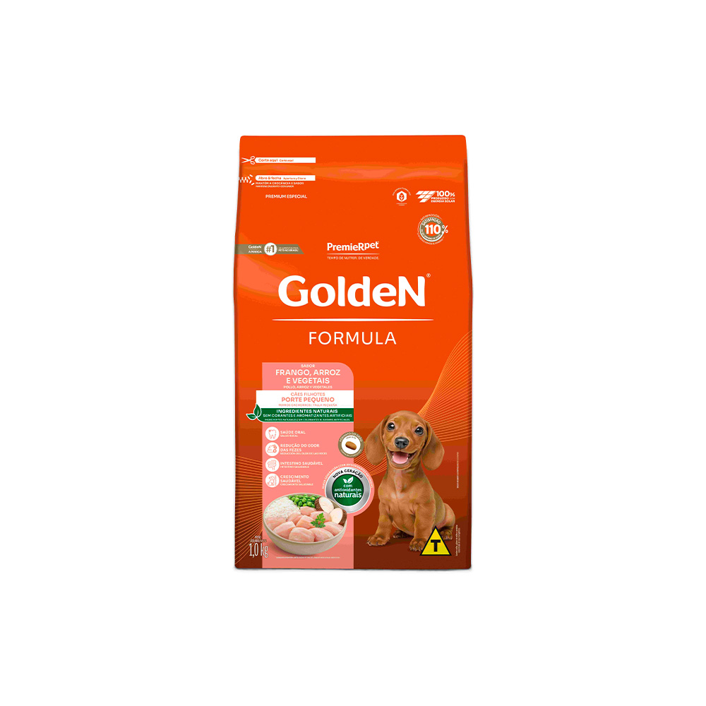 Ração Golden Fórmula Mini Bits para Cães Filhotes de Porte Pequeno Sabor Frango e Arroz