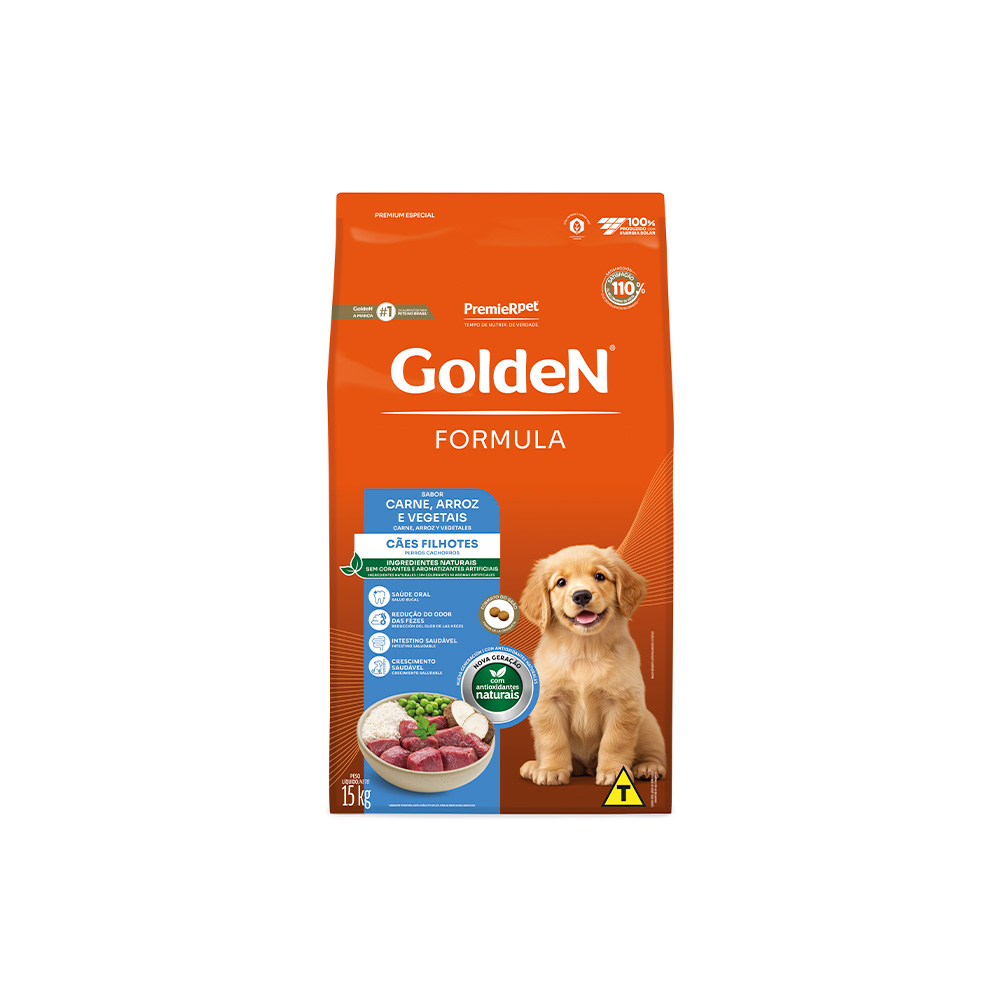 Ração Golden Fórmula para Cães Filhotes Sabor Carne e Arroz