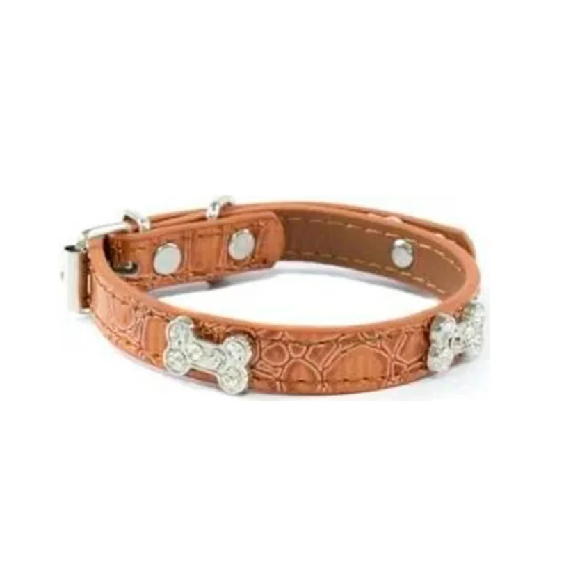 Coleira Cães The Pets Fashion Bone Strass Grande