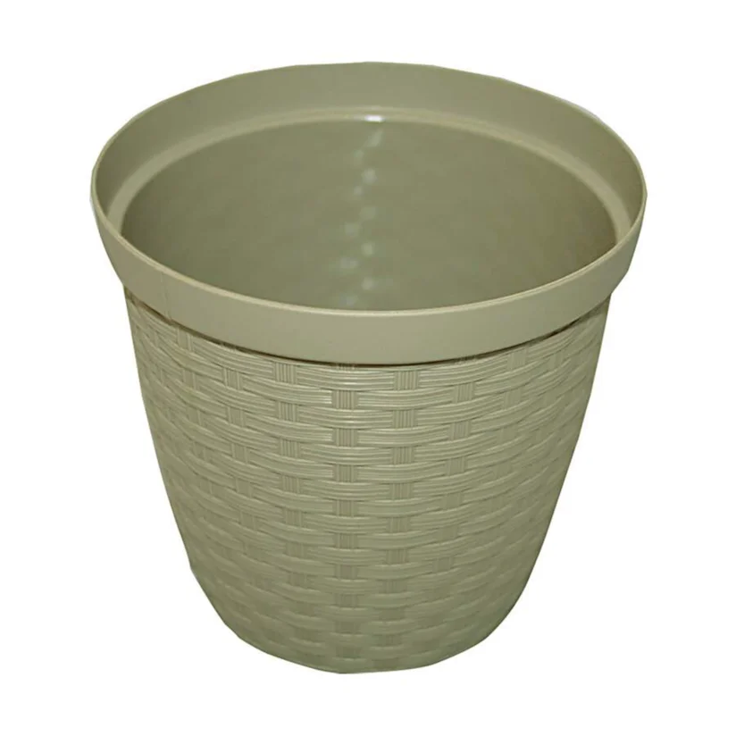 Cachepô Rattan Cinza Taupe Okla 1,7L