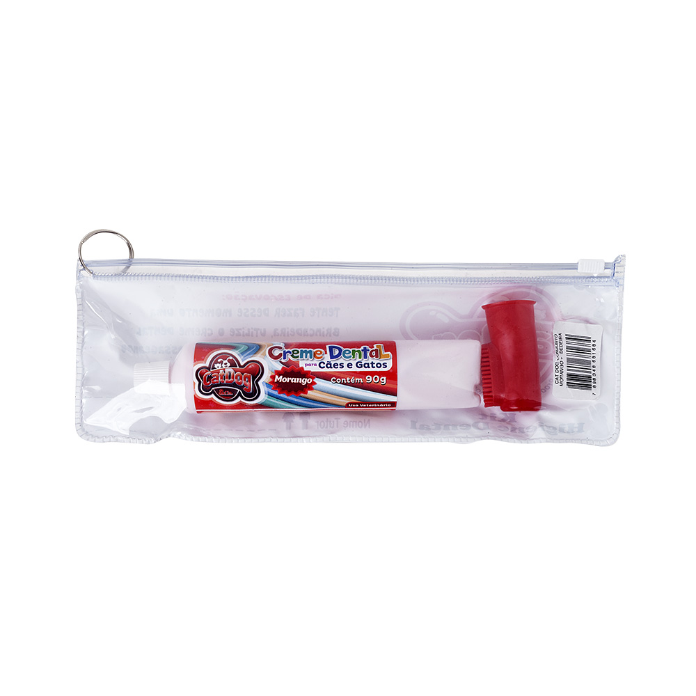Conjunto de Higiene Dental CatDog Para Cães e Gatos Sabor Morango - Cores Sortidas