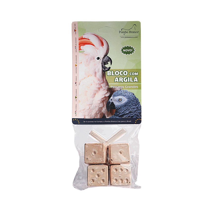 Bloco Mineral Pombo Branco Argila para Pássaros