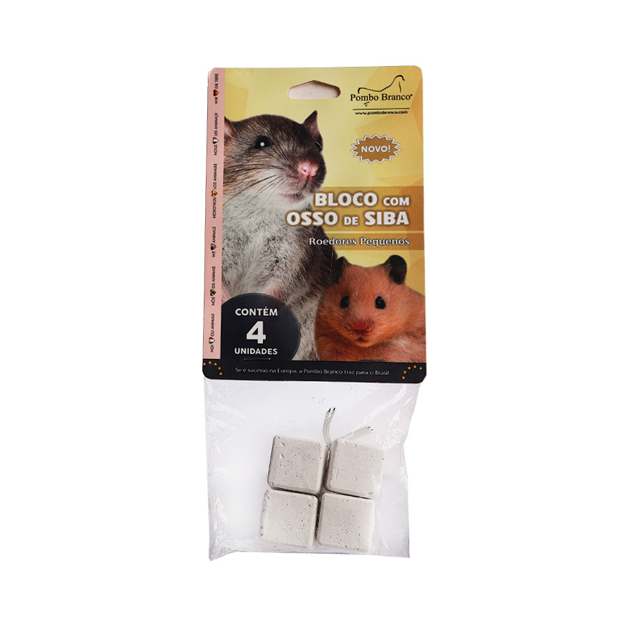 Bloco Mineral Pombo Branco Osso de Siba para Roedores