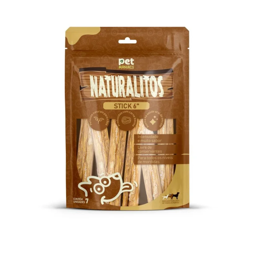 Petisco para Cães Pet Maniacs Naturalitos Sticks 6" 7 Unidades