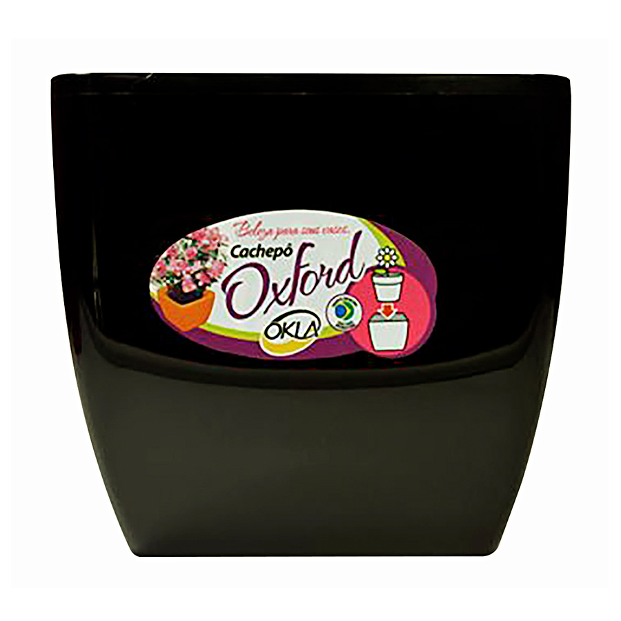 Vaso Okla Oxford Quadrado Preto para Jardim