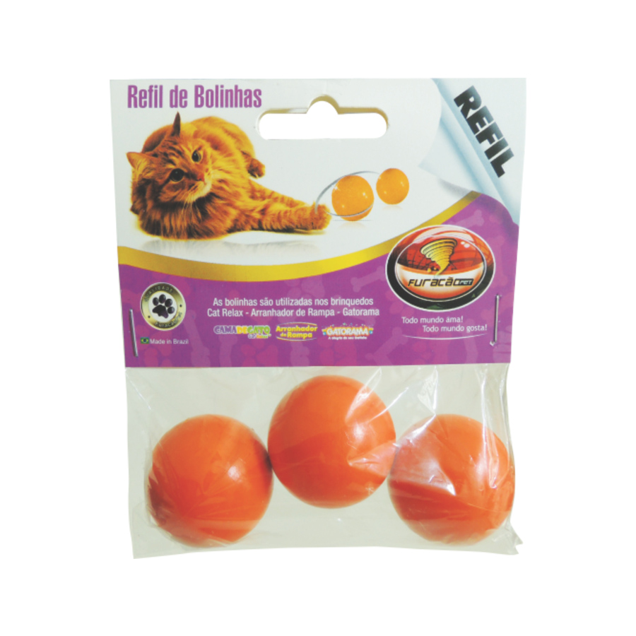 Refil Bolinhas Furacão Pet Cat Relax com 3 unidades