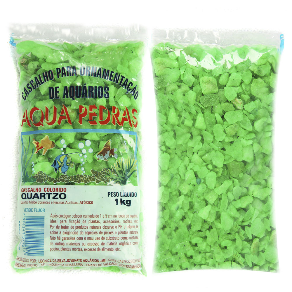 Substrato Para Aquários Aqua Pedras Cascalho de Quartzo Natural N02 Verde Fluorescente
